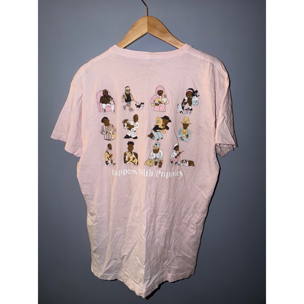 Dog Limited‎ Rappers With Puppies Pink Graphic T-Shirt Mens Large Hip Hop Tee